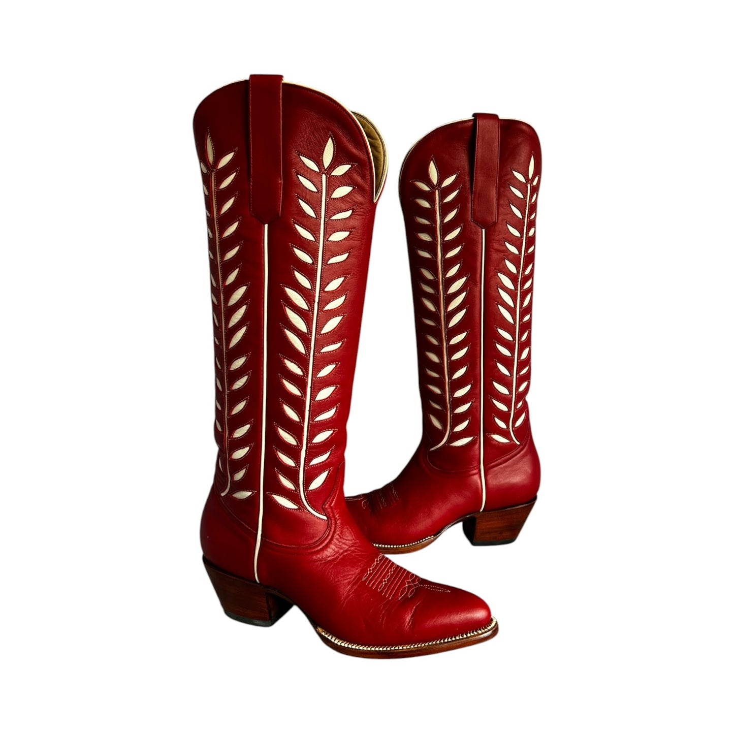 PETITE PALOMA Rory Cowgirl Boots in Red & Ivory | 37.5