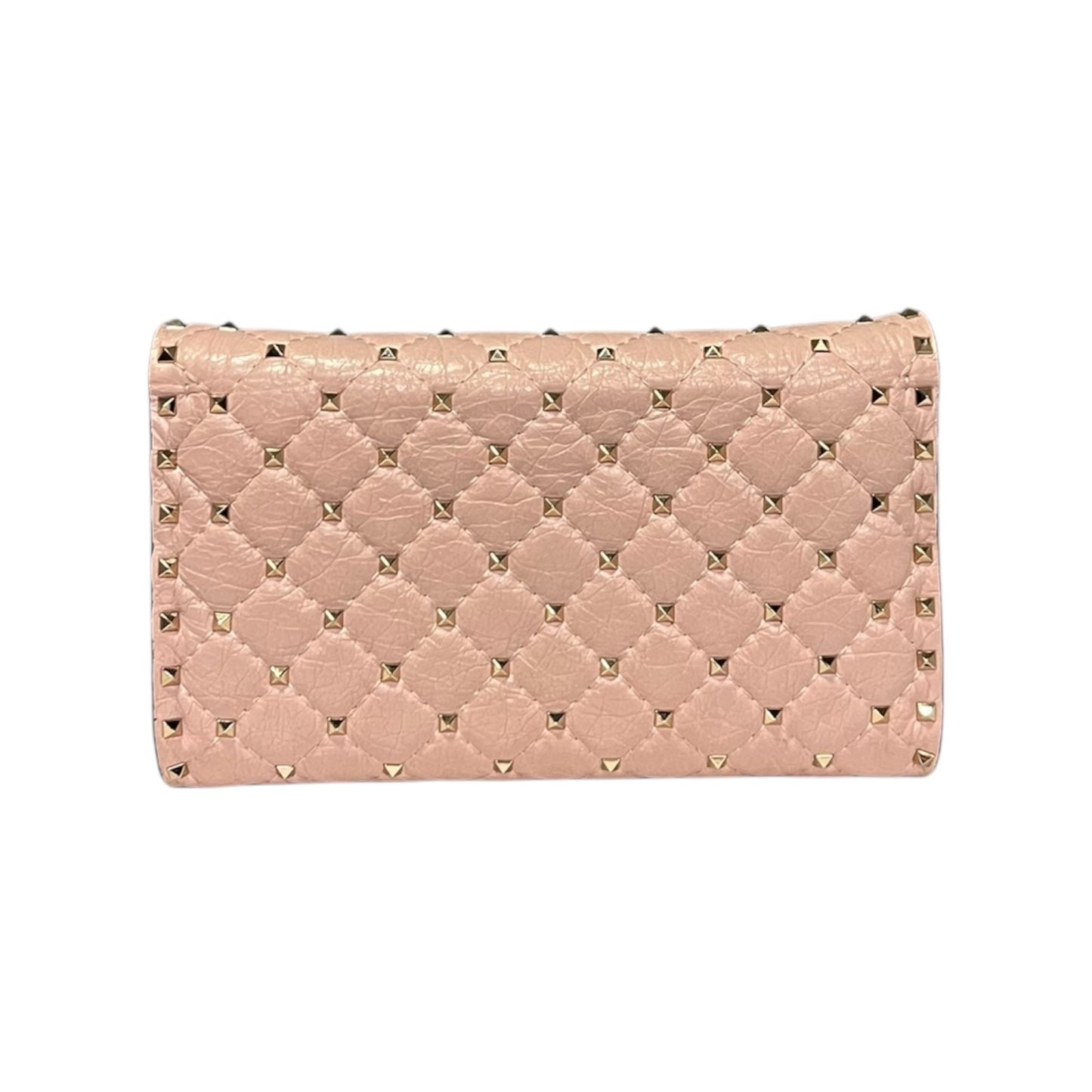VALENTINO Rockstud Spike Nappa Leather Crossbody Clutch in Rose Cannelle