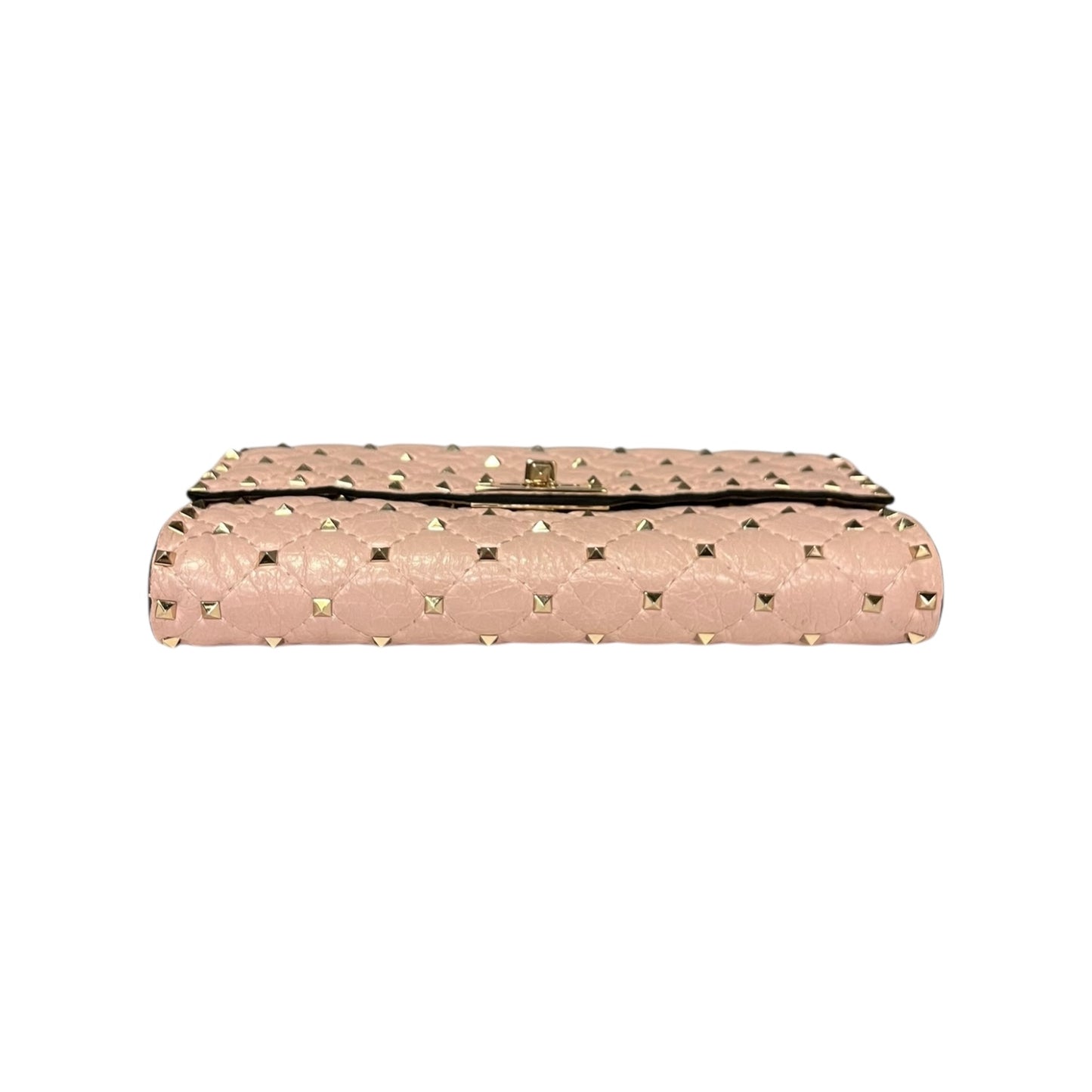 VALENTINO Rockstud Spike Nappa Leather Crossbody Clutch in Rose Cannelle