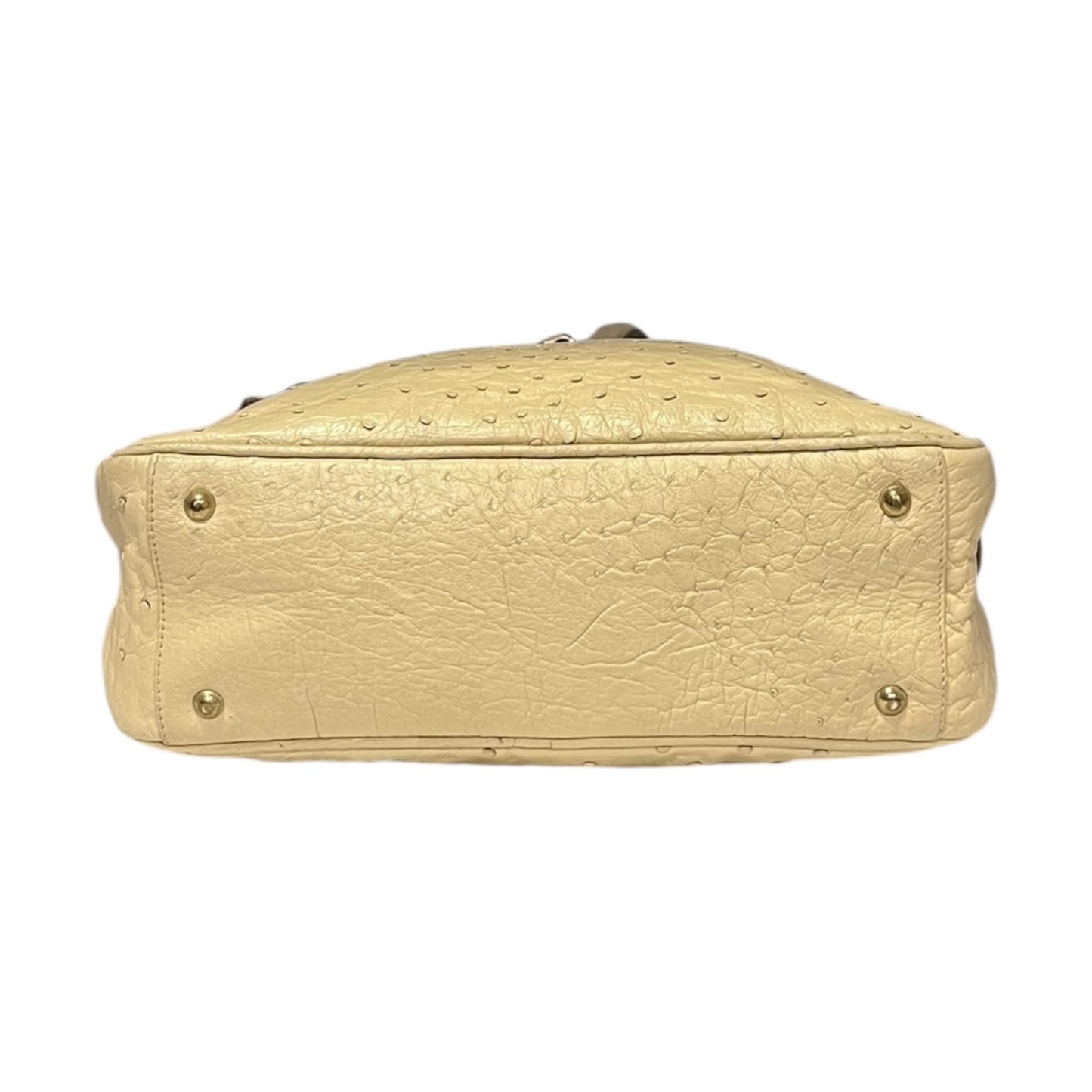 GUCCI Ostrich Dome Top Handle Shoulder Bag in Ivory
