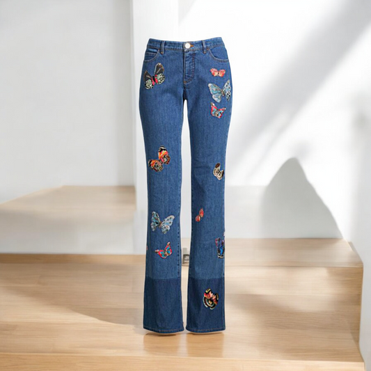 VALENTINO Butterfly Embroidered Jeans | Size 26