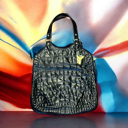 SAINT LAURENT Embossed Black Parent Tribute Tote