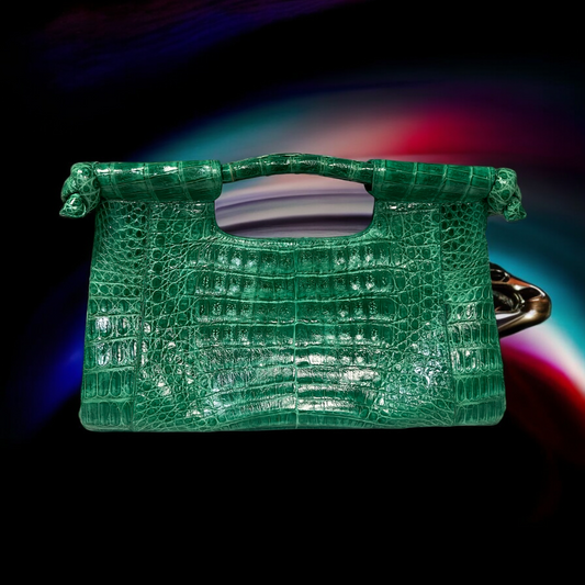 NANCY GONZALEZ Crocodile Clutch in Green