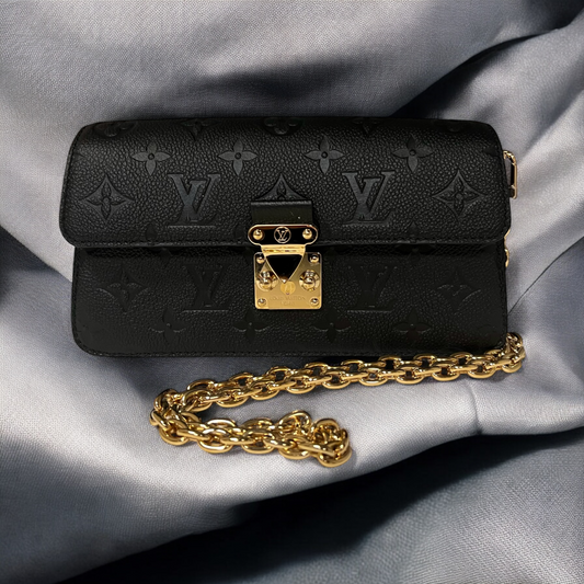 LOUIS VUITTON Empreinte Leather Metis Wallet on Chain in Black