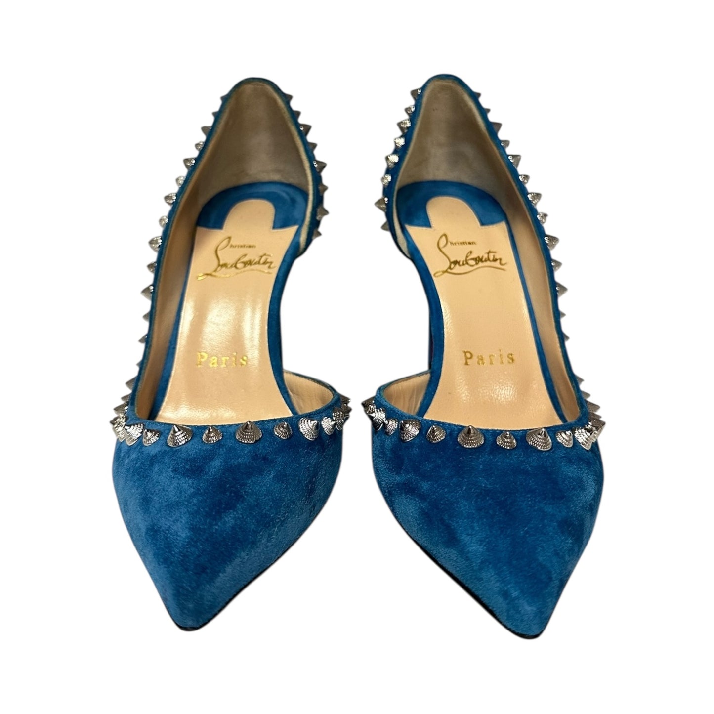 CHRISTIAN LOUBOUTIN Iriza Spike Suede Pump in Marine Blue| 36