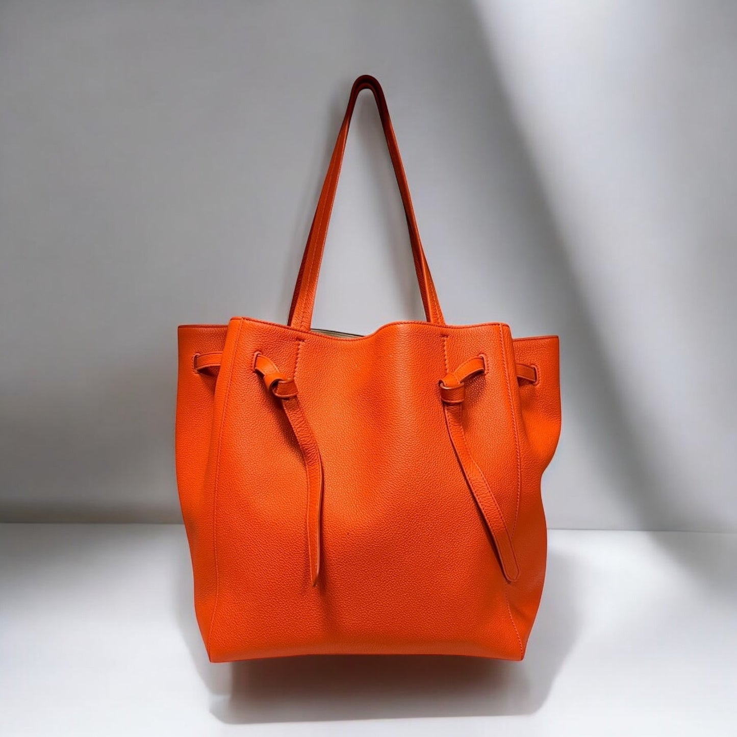 CELINE Cabas Phantom Belt Tote in Fire Coral
