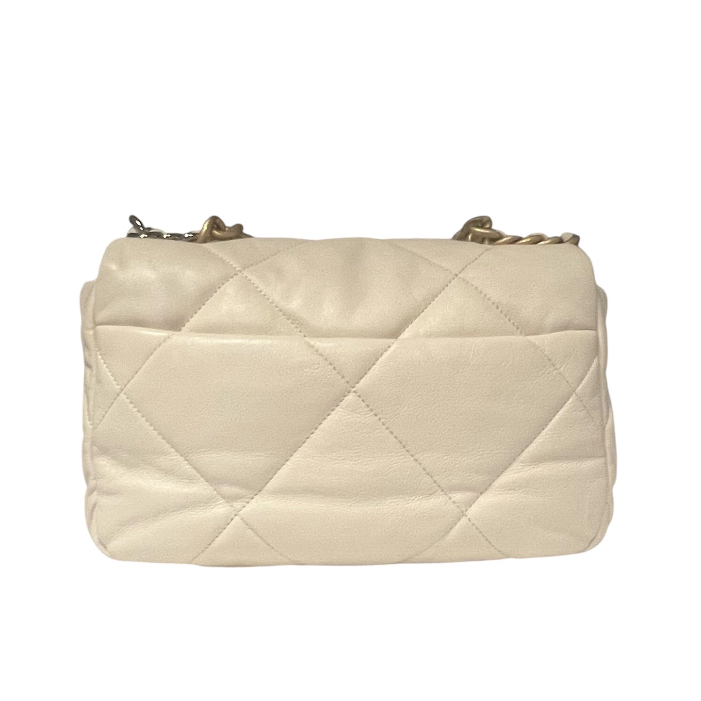 CHANEL Medium Quilted Chanel 19 Flap Bag in Ivory