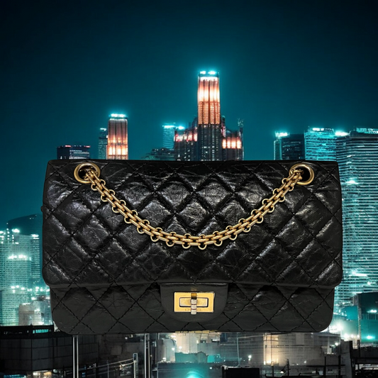 CHANEL 2.55 Quilted Double Flap Bag in Black | Small