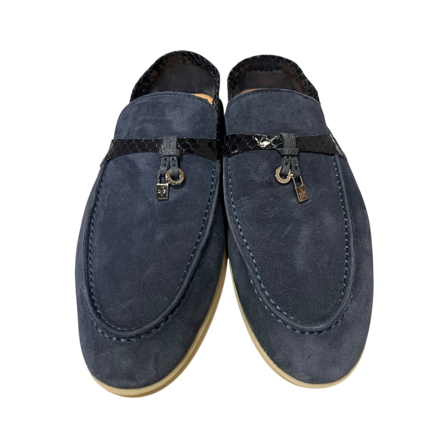 LORO PIANA Joan Suede + Snake Loafer in Blue