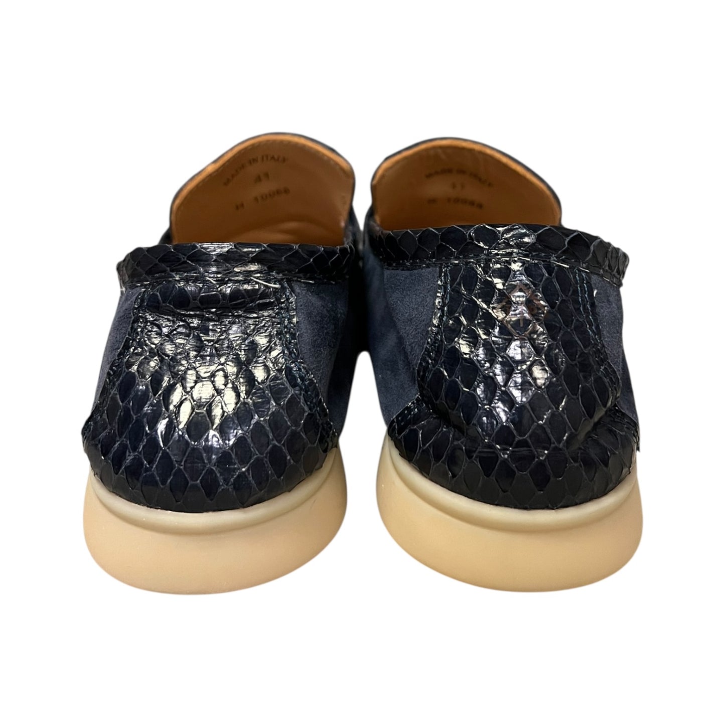 LORO PIANA Joan Suede + Snake Loafer in Blue