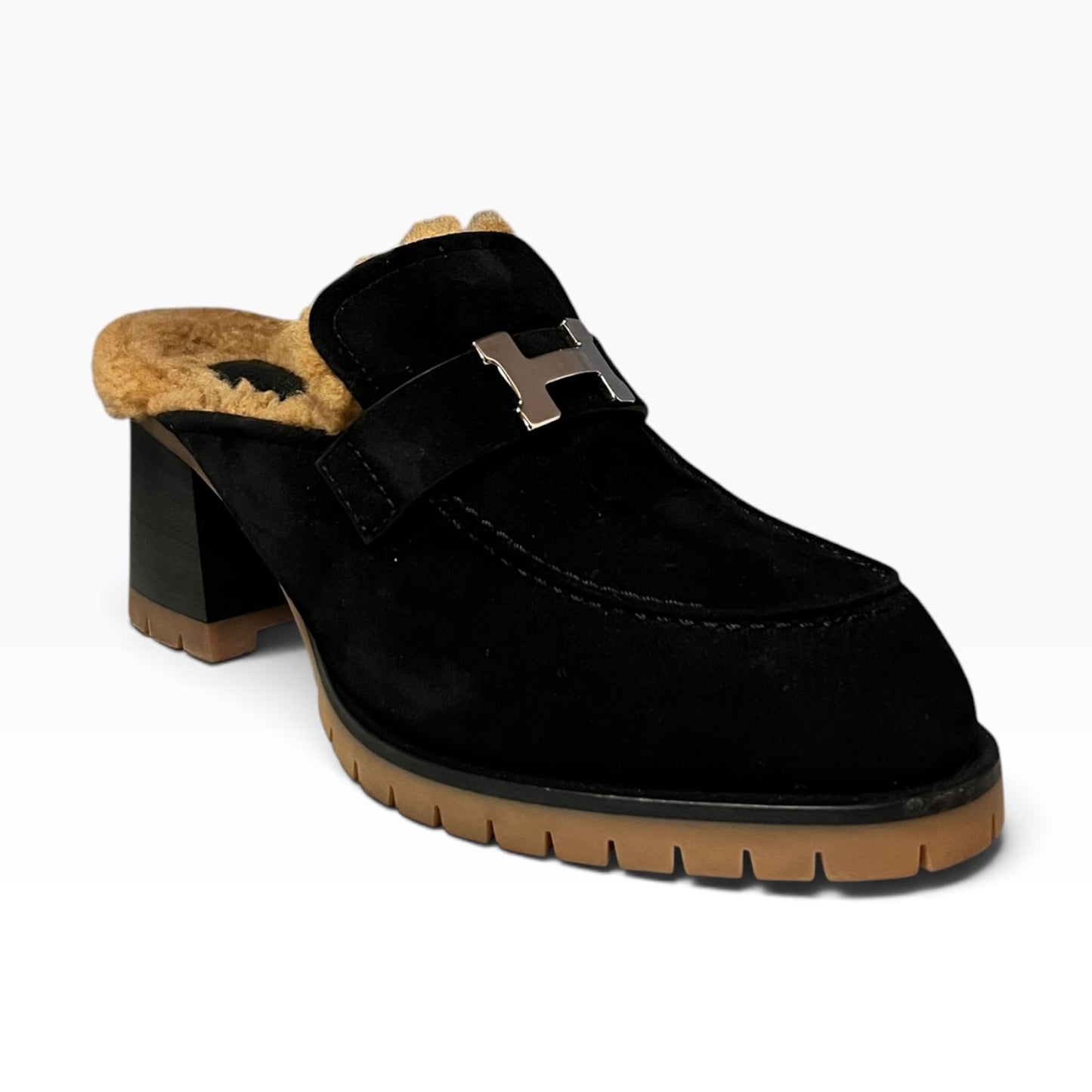 HERMES Flore 60 Shearling Suede Mules | 37.5
