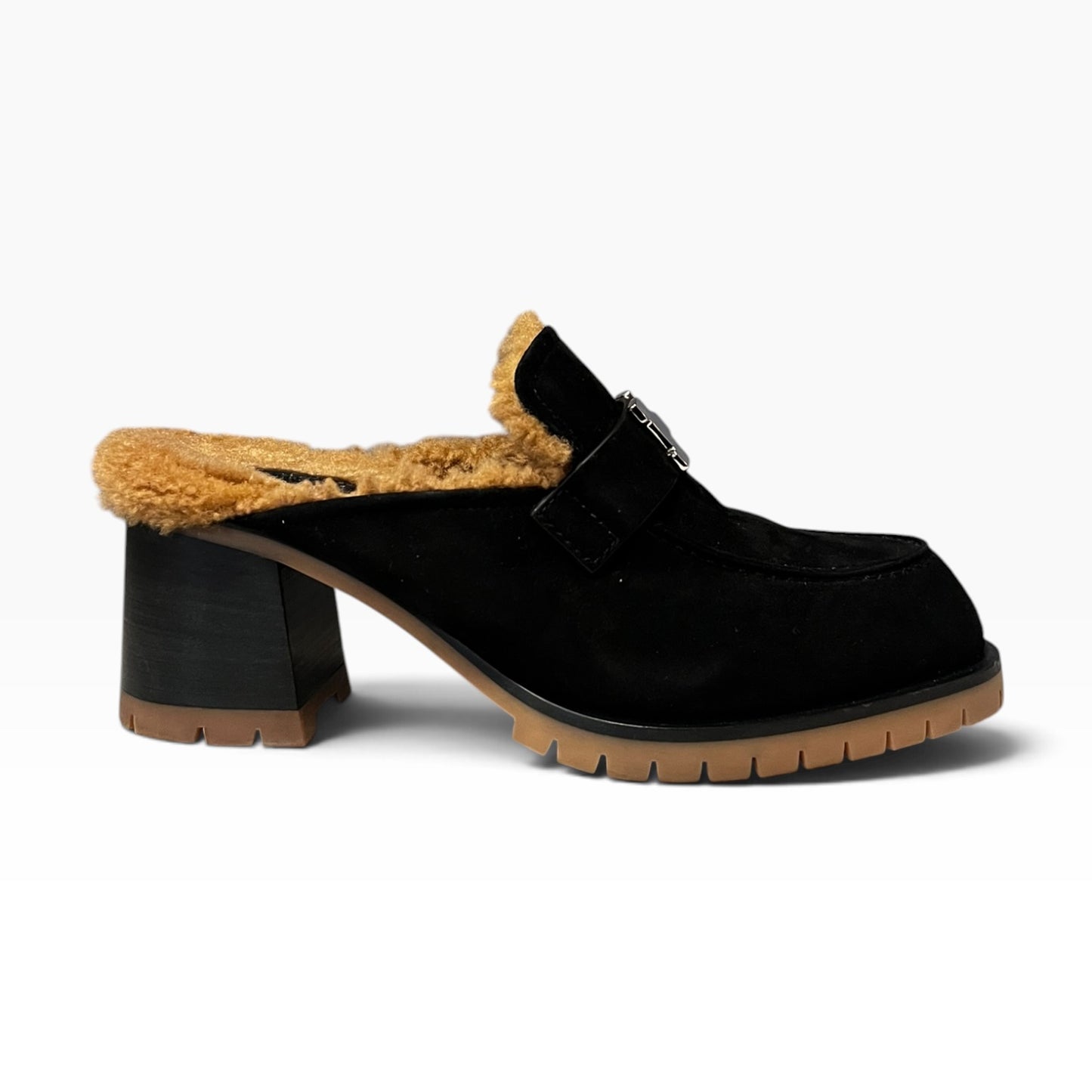 HERMES Flore 60 Shearling Suede Mules | 37.5