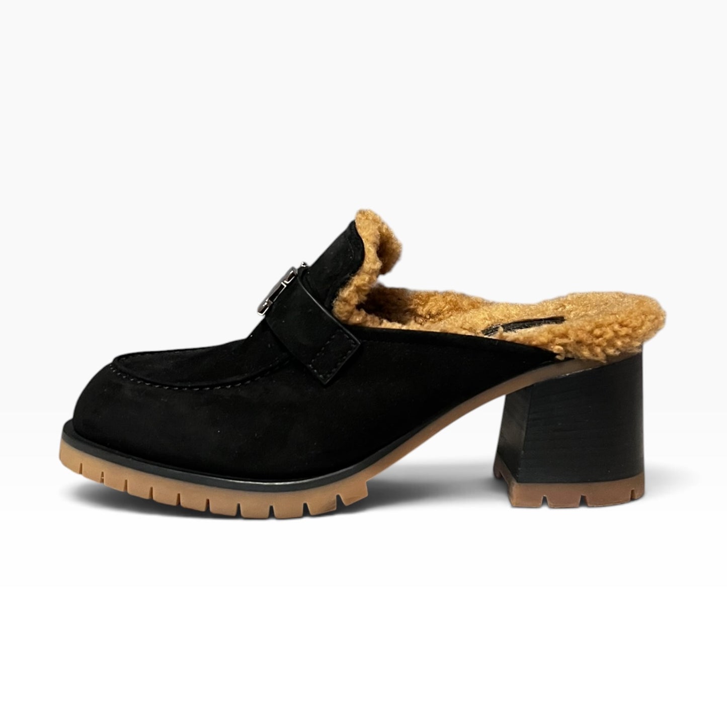 HERMES Flore 60 Shearling Suede Mules | 37.5