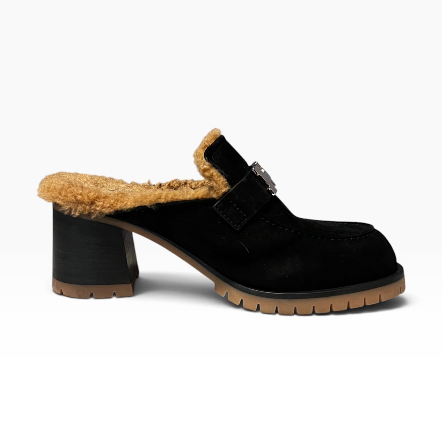 HERMES Flore 60 Shearling Suede Mules | 37.5