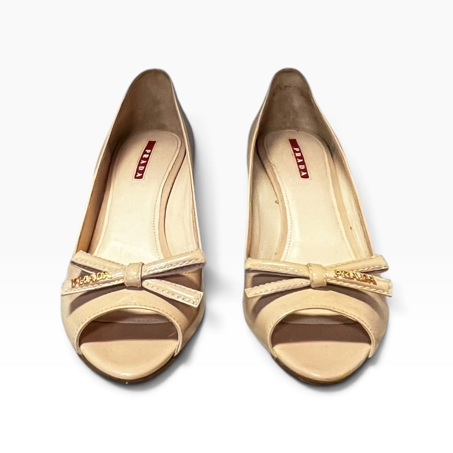 PRADA Patent Peeptoe Wedges | 38.5