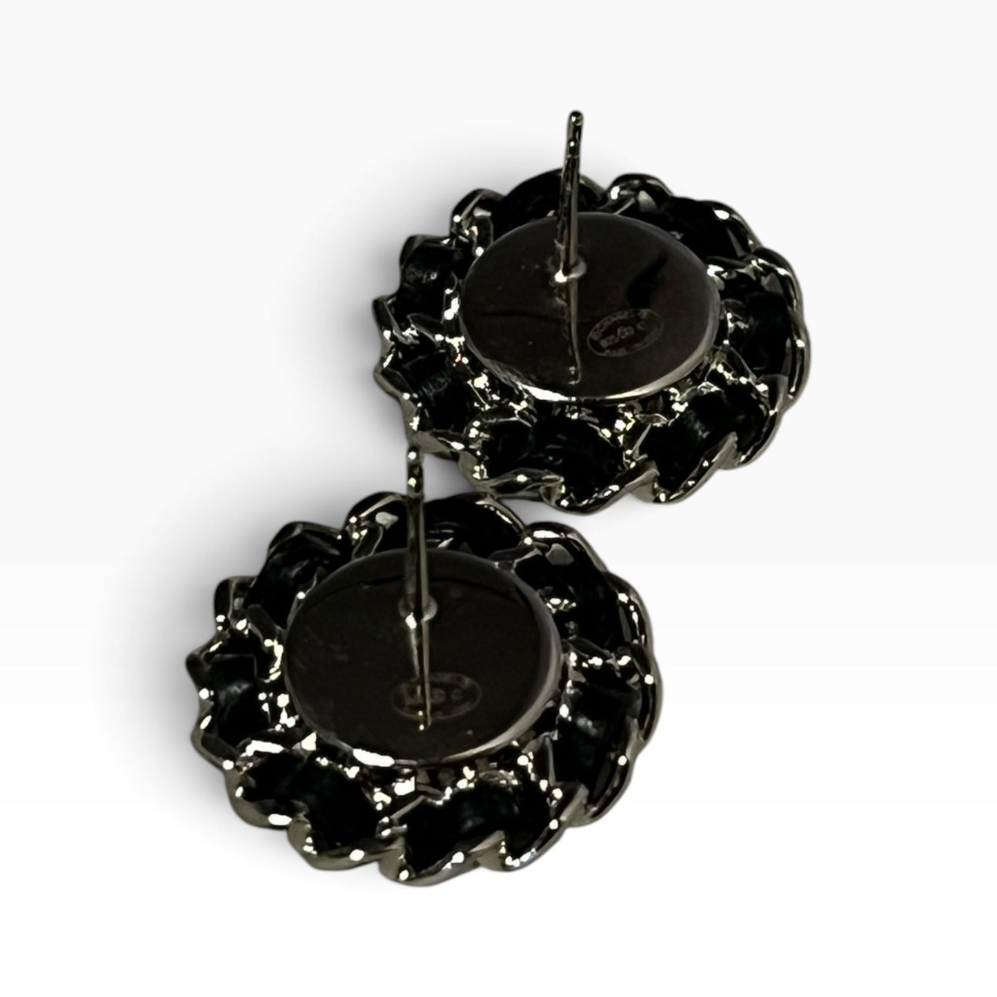CHANEL Chain Around Earrings Silver Tone