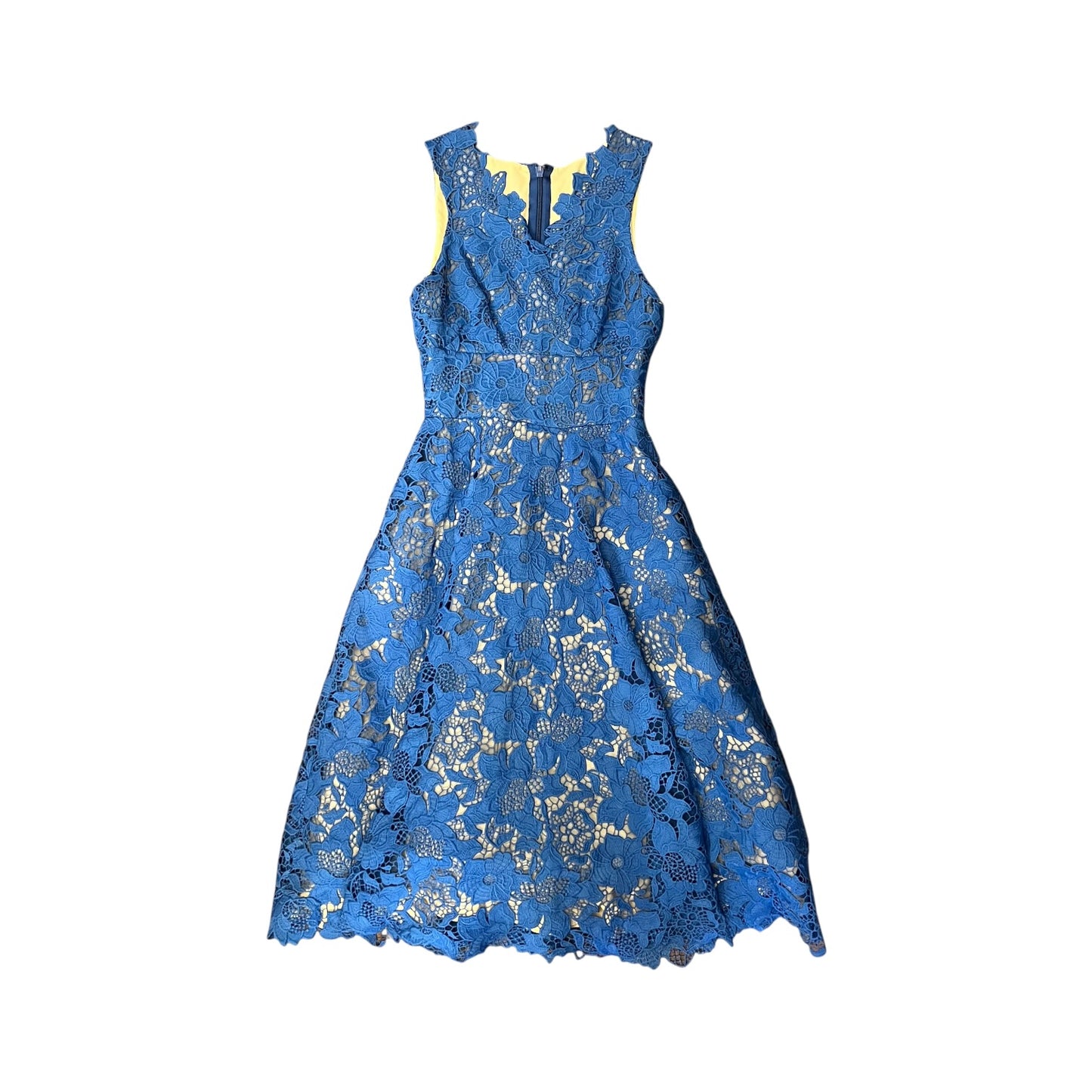 MONIQUE LHUILLIER Lace Dress in Blue | 4
