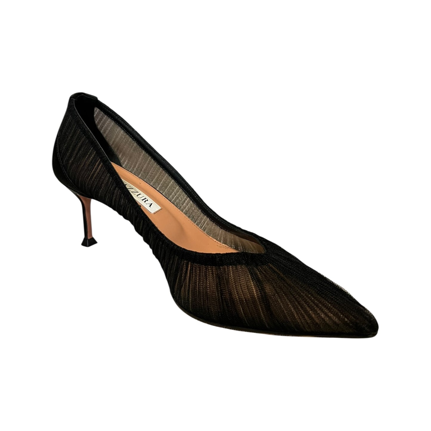 AQUAZZURA Ruched Mid Heel Pumps in Black | 36