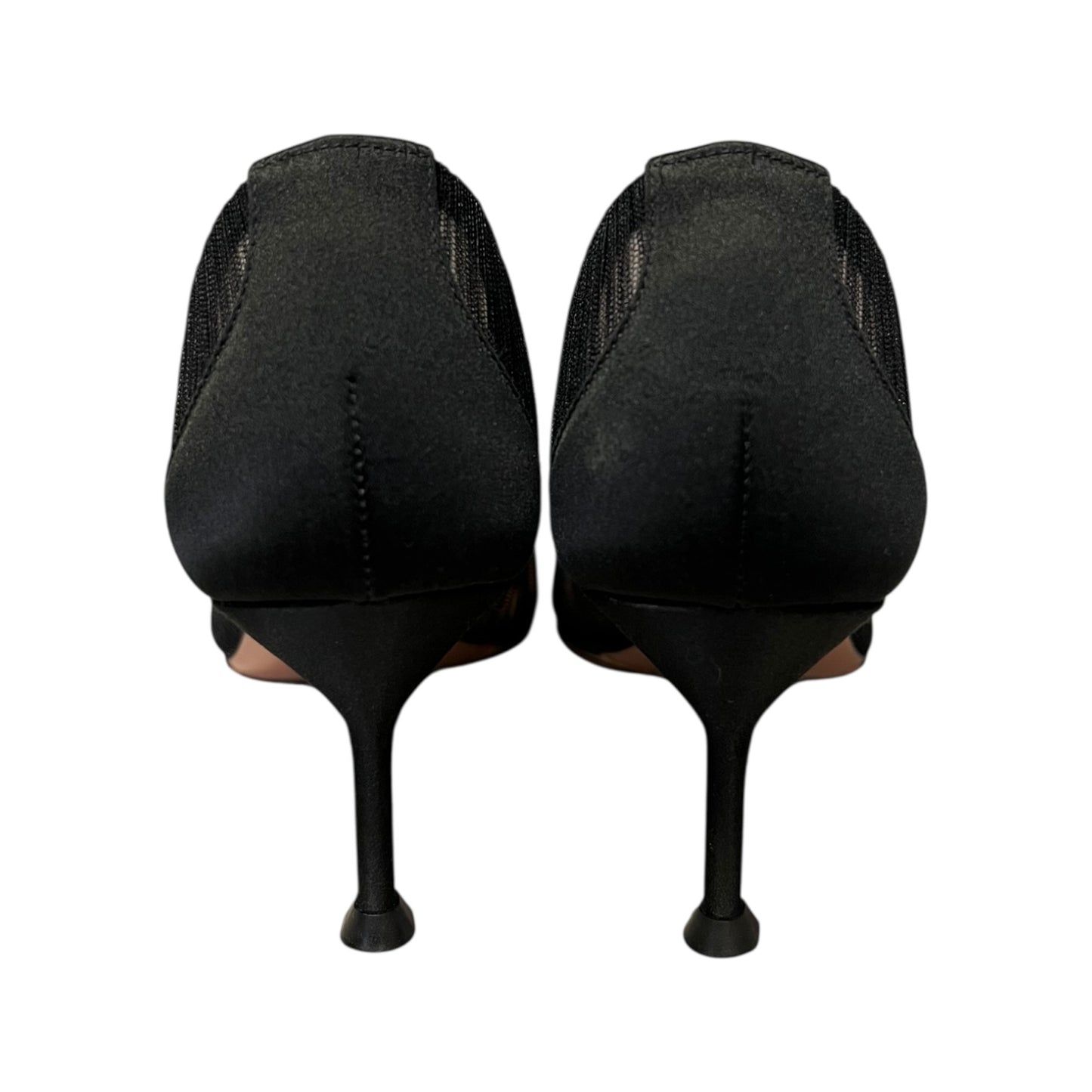 AQUAZZURA Ruched Mid Heel Pumps in Black | 36