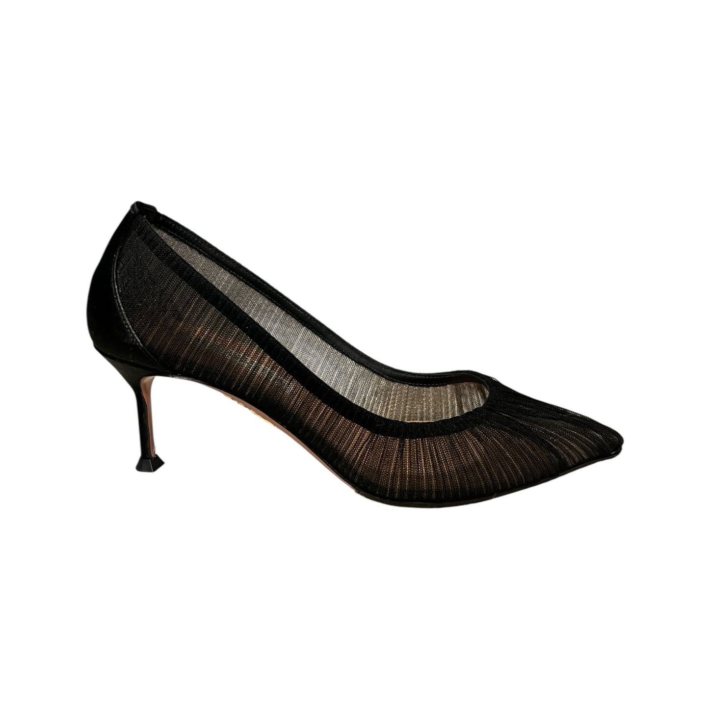 AQUAZZURA Ruched Mid Heel Pumps in Black | 36