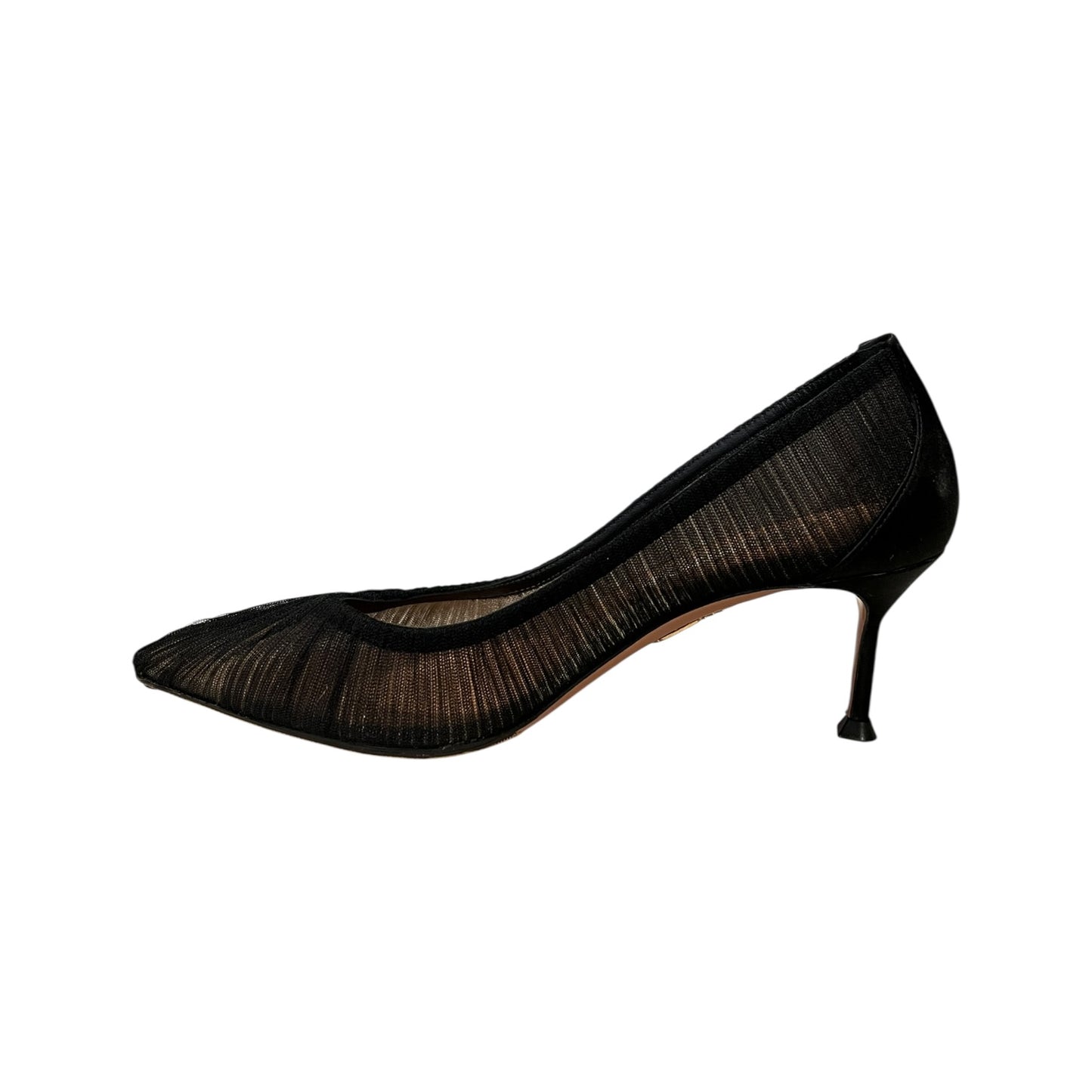 AQUAZZURA Ruched Mid Heel Pumps in Black | 36