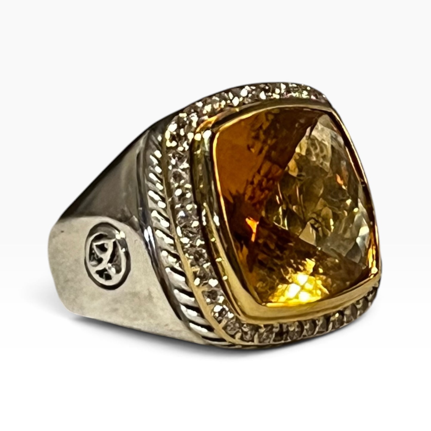 DAVID YURMAN Albion Citrine + Pave Diamond Ring