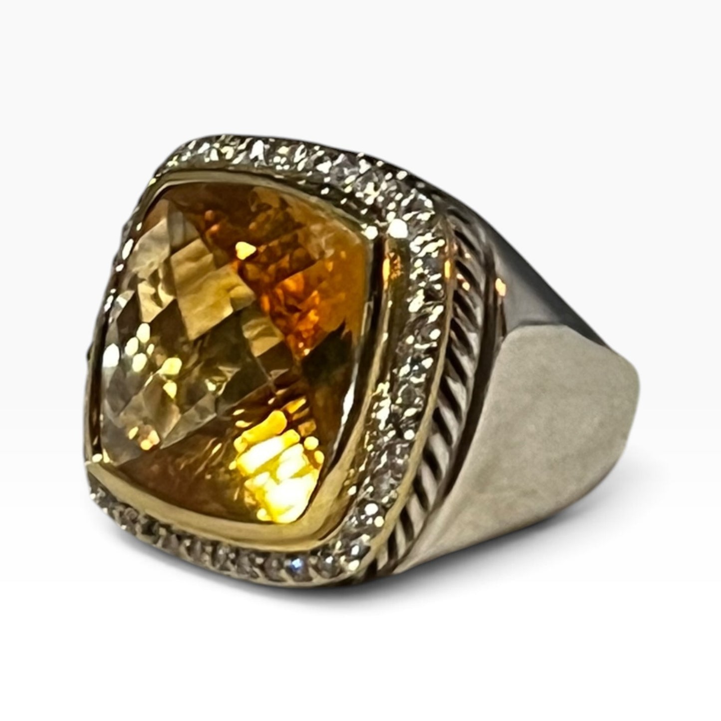 DAVID YURMAN Albion Citrine + Pave Diamond Ring