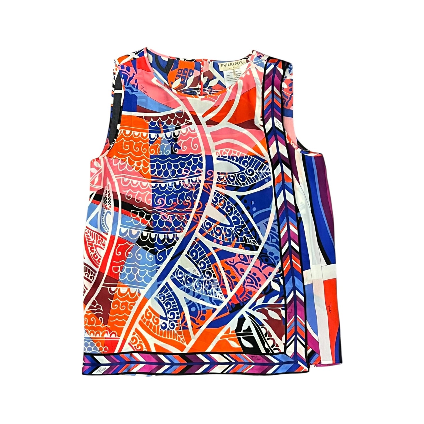 EMILIO PUCCI Silk Print Sleeveless Blouse