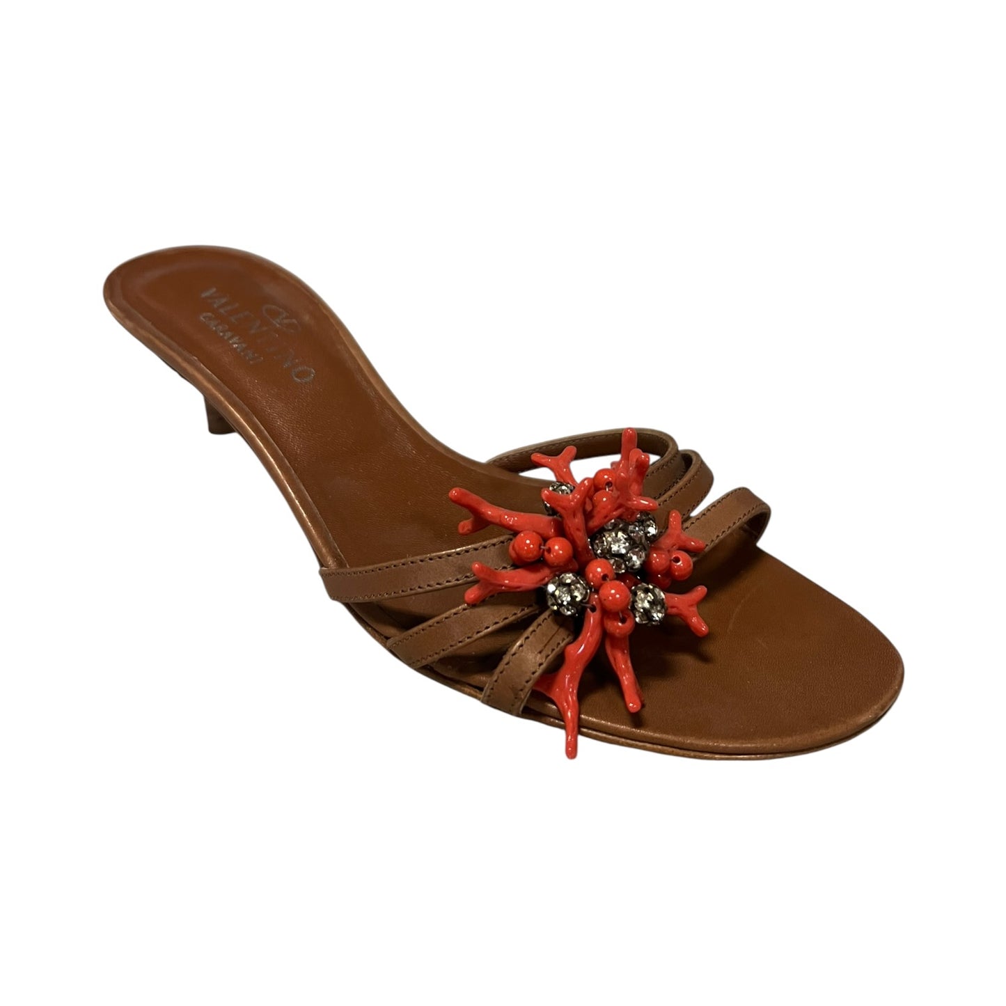 VALENTINO Coral Embellished Kitten Heel Sandals | 35.5