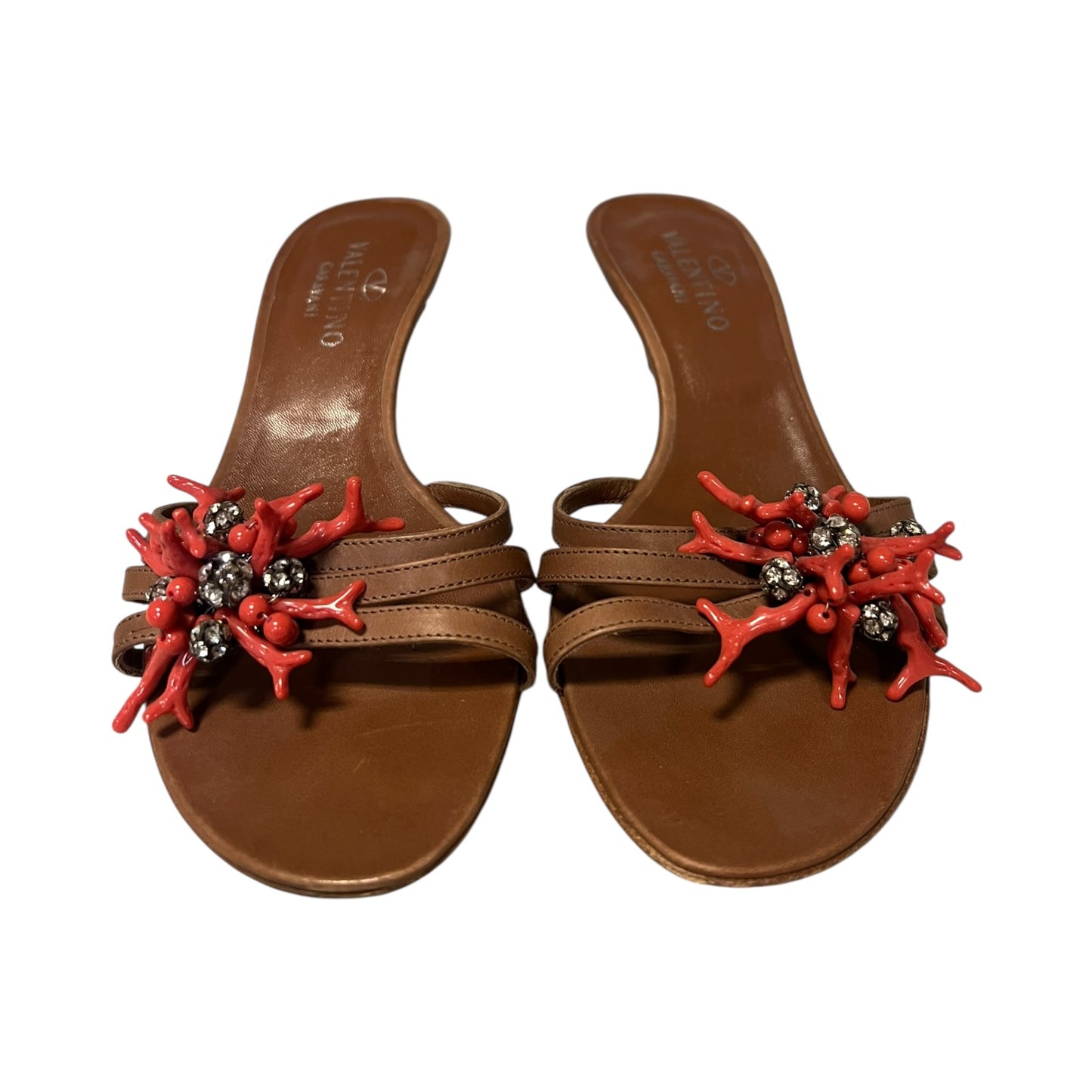 VALENTINO Coral Embellished Kitten Heel Sandals | 35.5