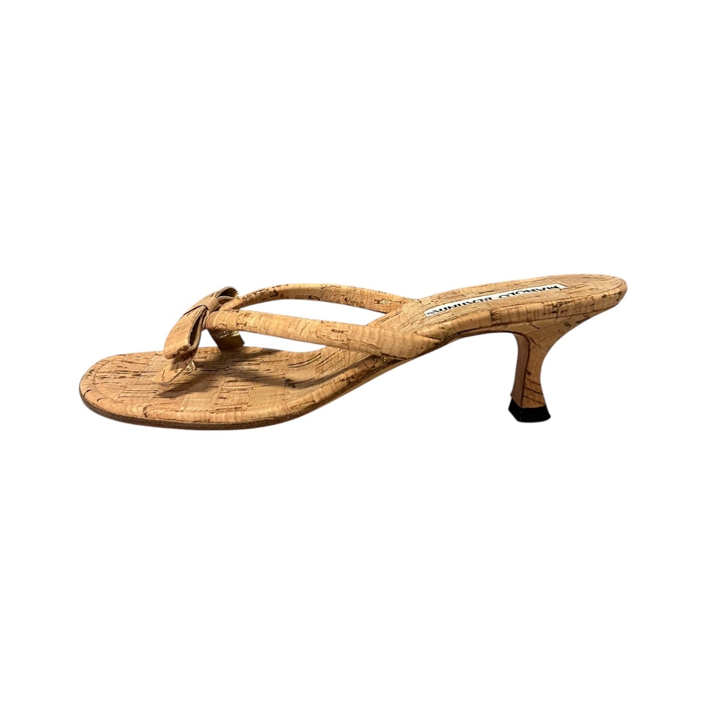 MANOLO BLAHNIK Cork Kitten Heel Sandal | 35.5