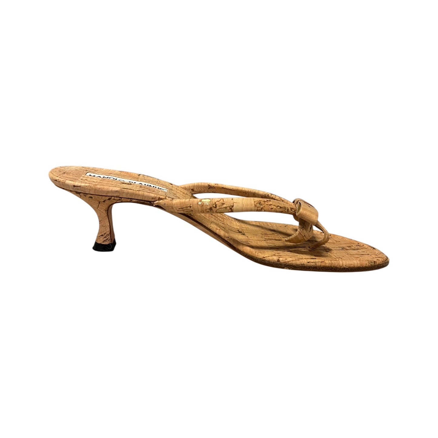 MANOLO BLAHNIK Cork Kitten Heel Sandal | 35.5