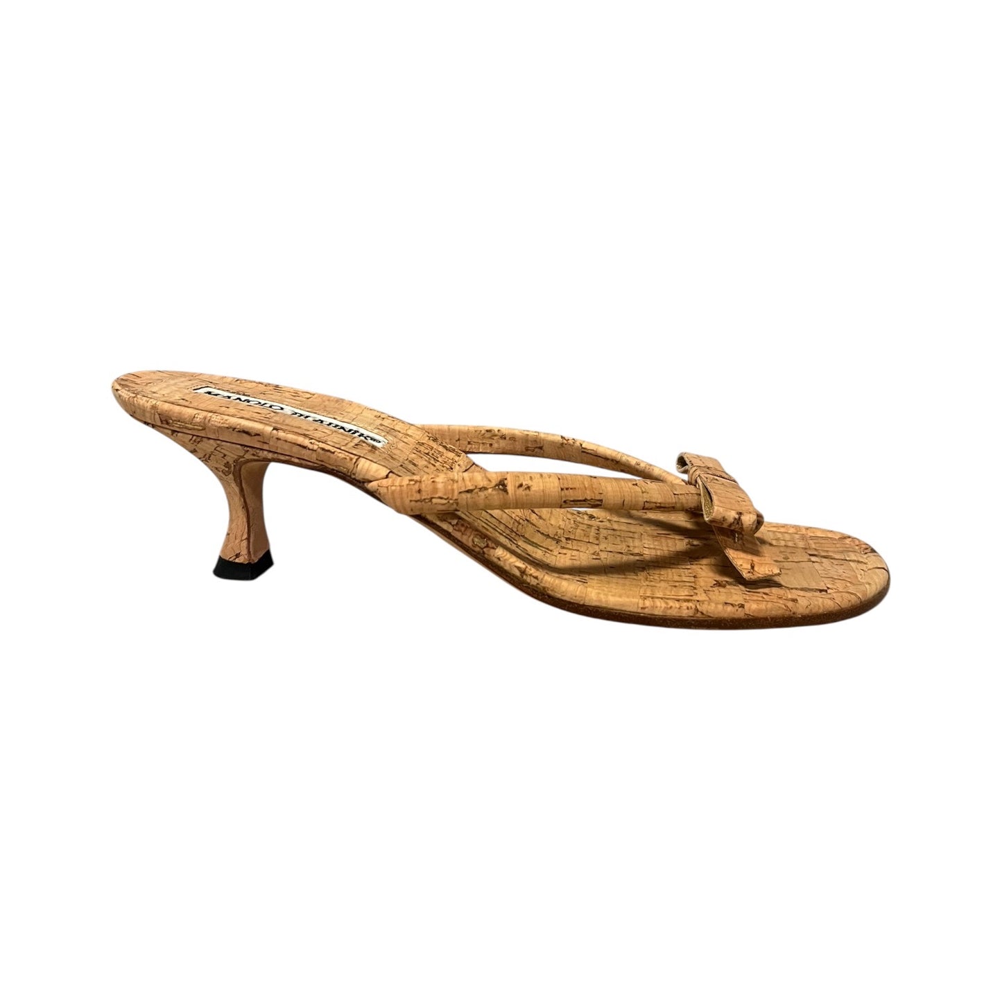 MANOLO BLAHNIK Cork Kitten Heel Sandal | 35.5