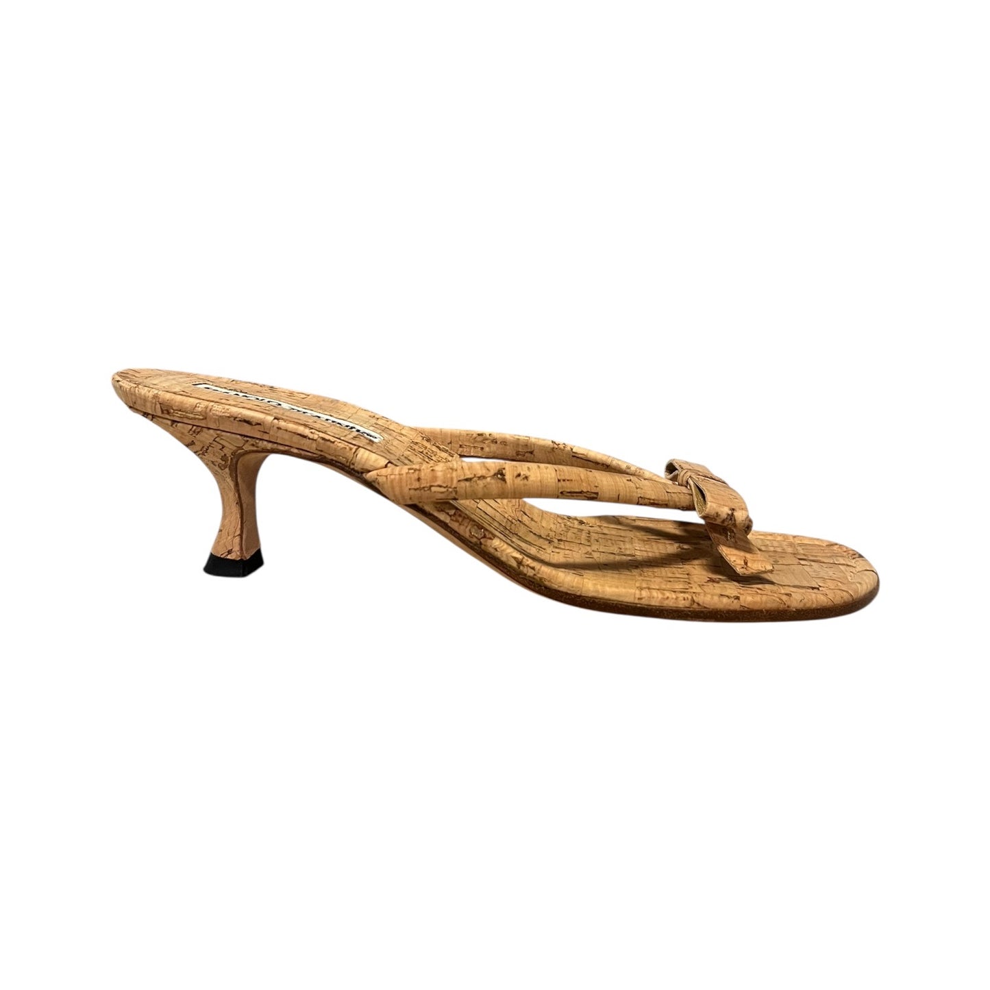 MANOLO BLAHNIK Cork Kitten Heel Sandal | 35.5