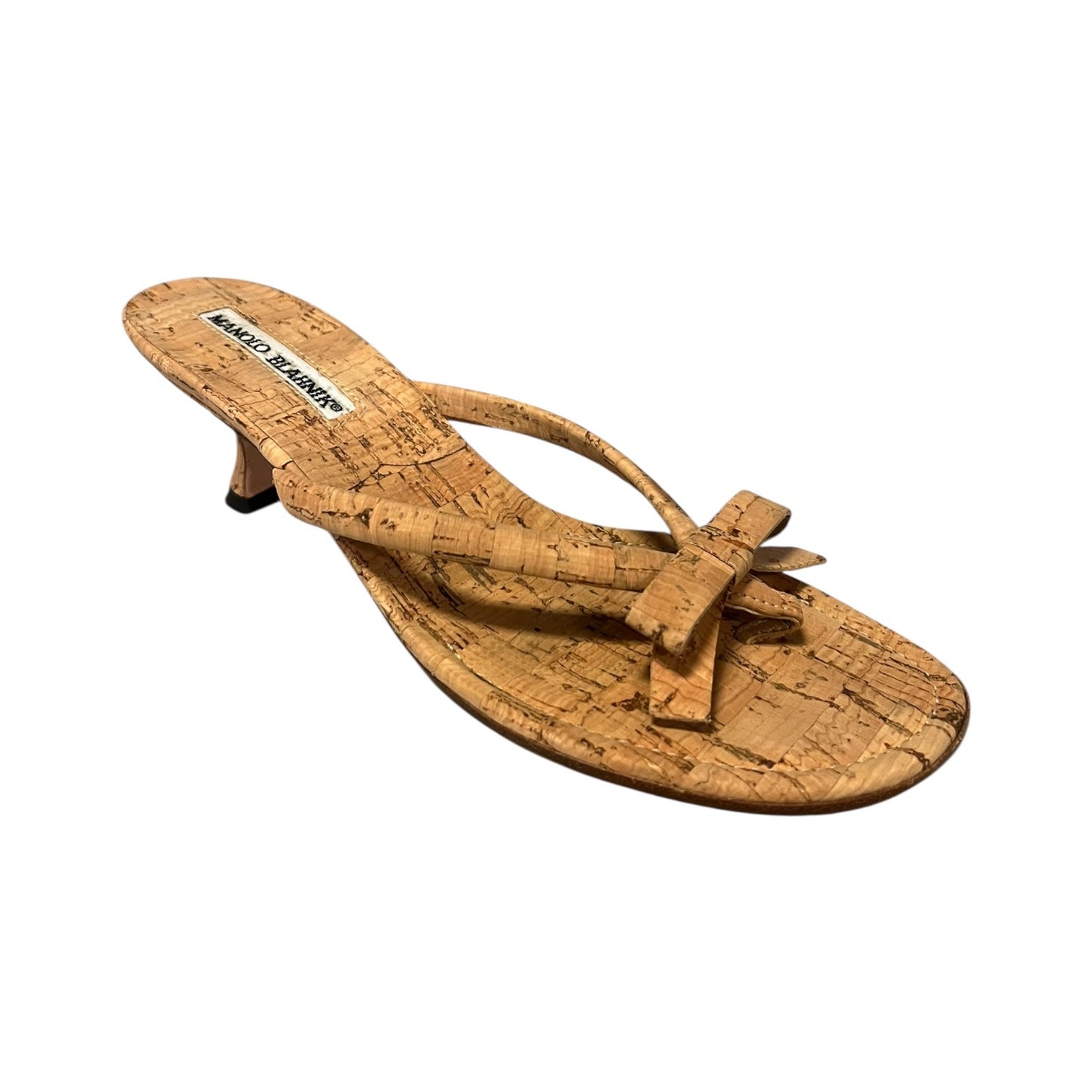 MANOLO BLAHNIK Cork Kitten Heel Sandal | 35.5