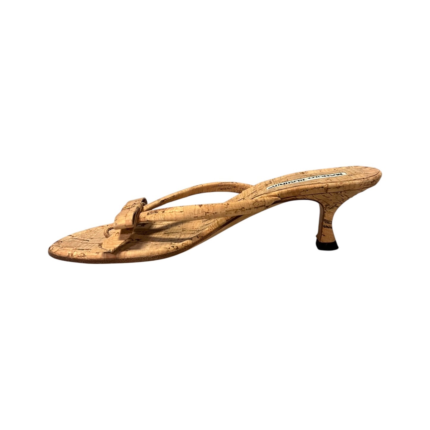 MANOLO BLAHNIK Cork Kitten Heel Sandal | 35.5