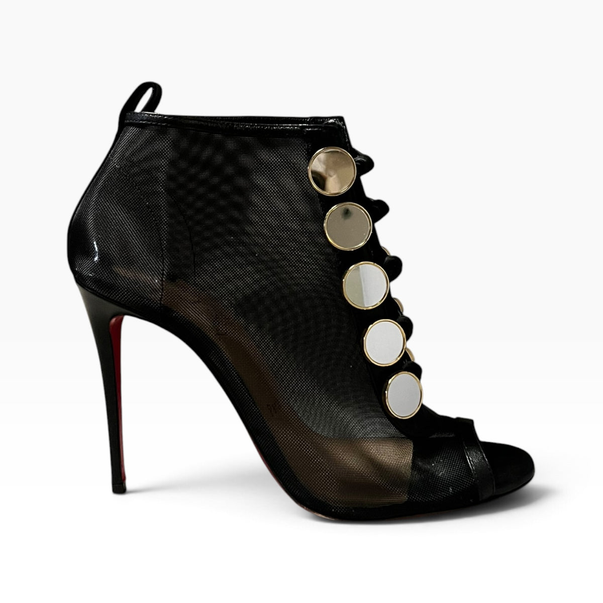 CHRISTIAN LOUBOUTIN Marika Mesh Booties in Black | 37.5