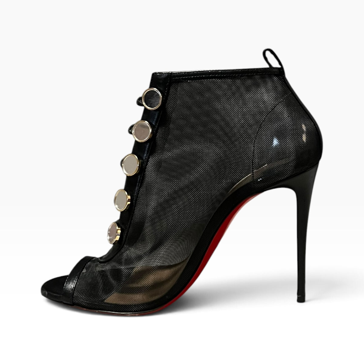 CHRISTIAN LOUBOUTIN Marika Mesh Booties in Black | 37.5