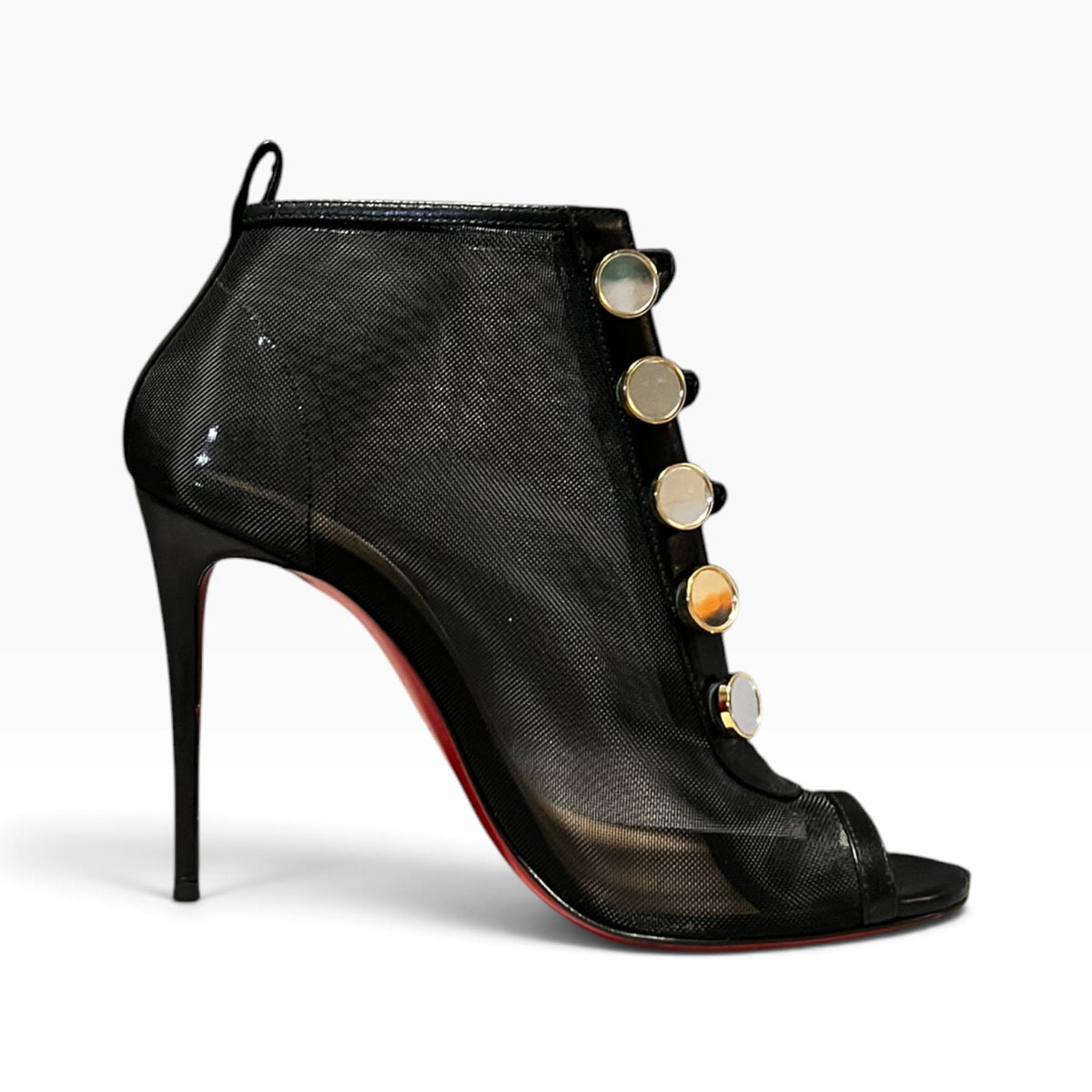 CHRISTIAN LOUBOUTIN Marika Mesh Booties in Black | 37.5