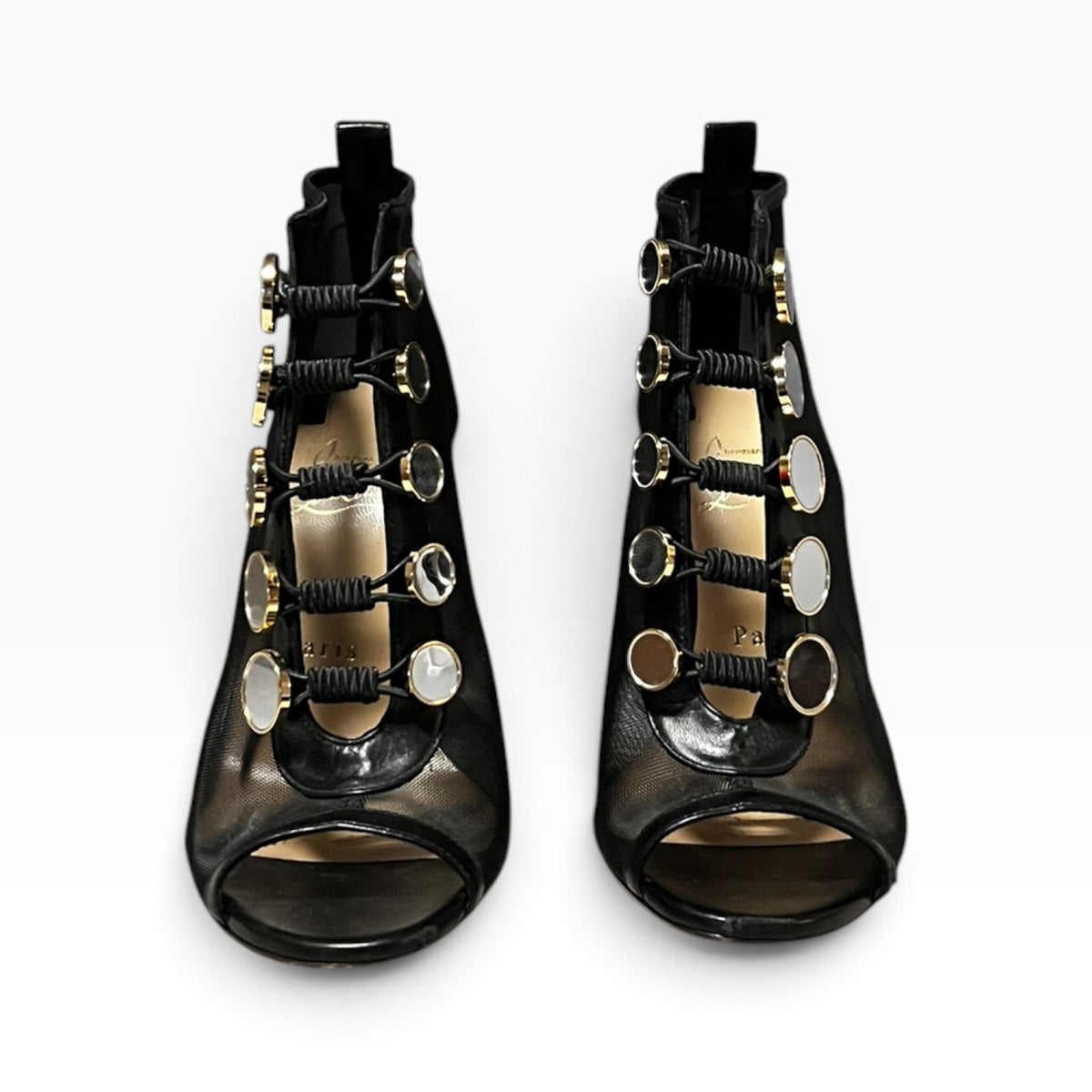 CHRISTIAN LOUBOUTIN Marika Mesh Booties in Black | 37.5