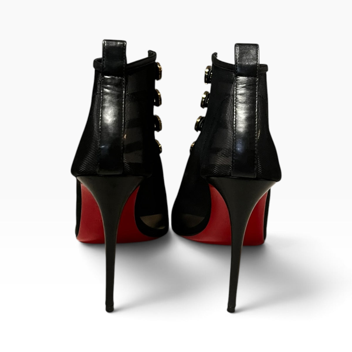 CHRISTIAN LOUBOUTIN Marika Mesh Booties in Black | 37.5