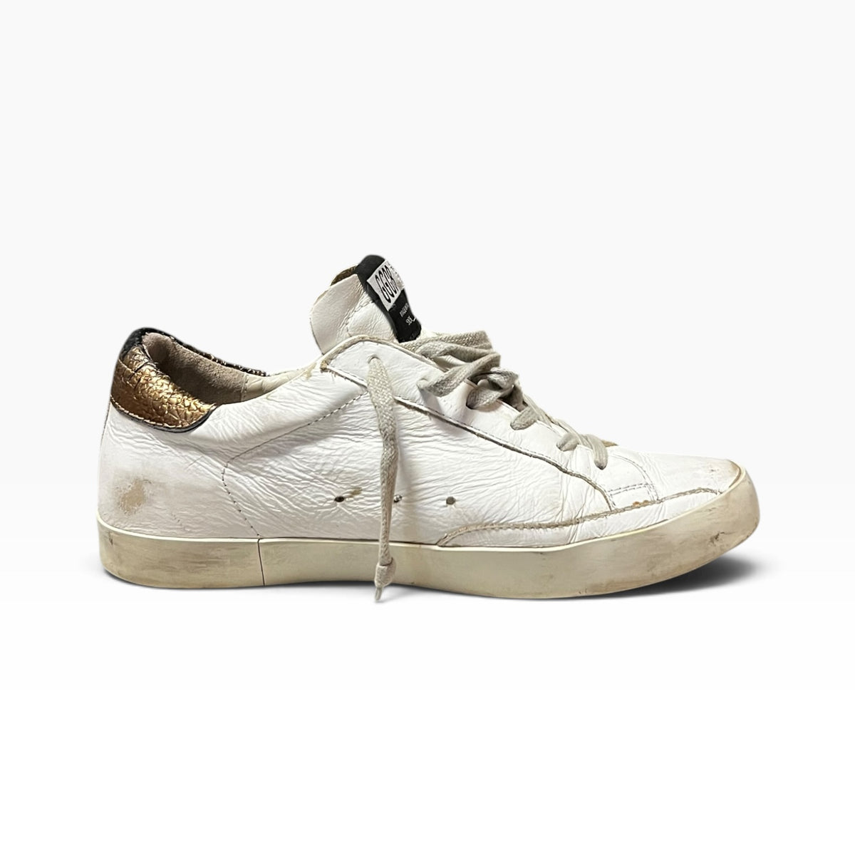 GOLDEN GOOSE SuperStar Sneakers in White & Gold | 39