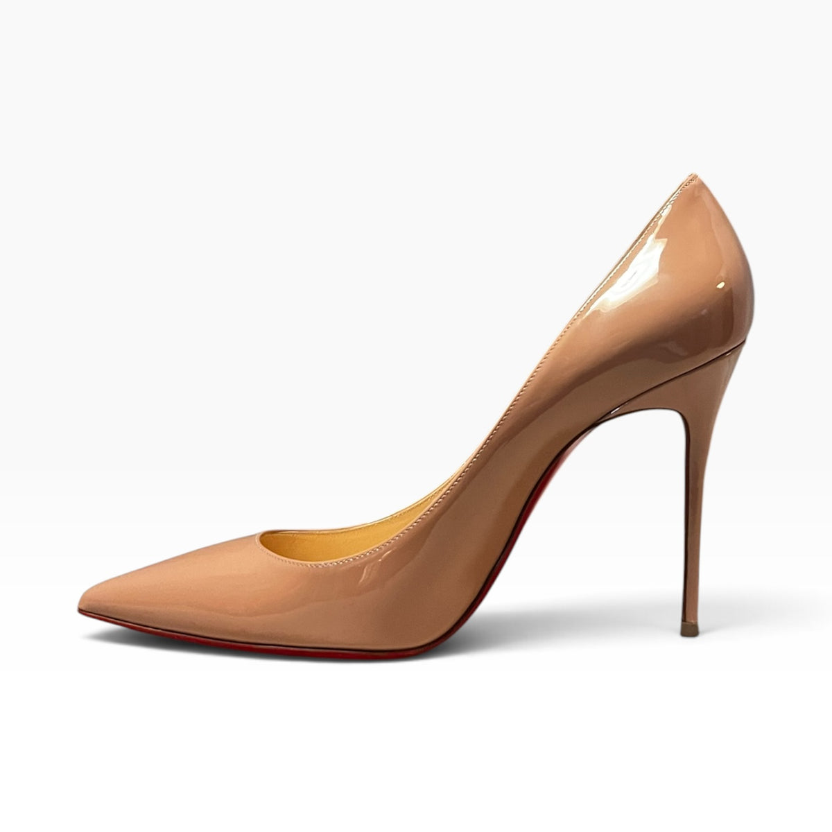 CHRISTIAN LOUBOUTIN Patent Kate 100 Pumps in Nude | 40.5