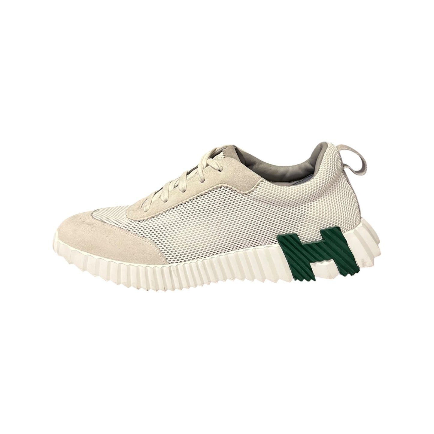 HERMES Bouncing Sneakers  in White & Green| 43