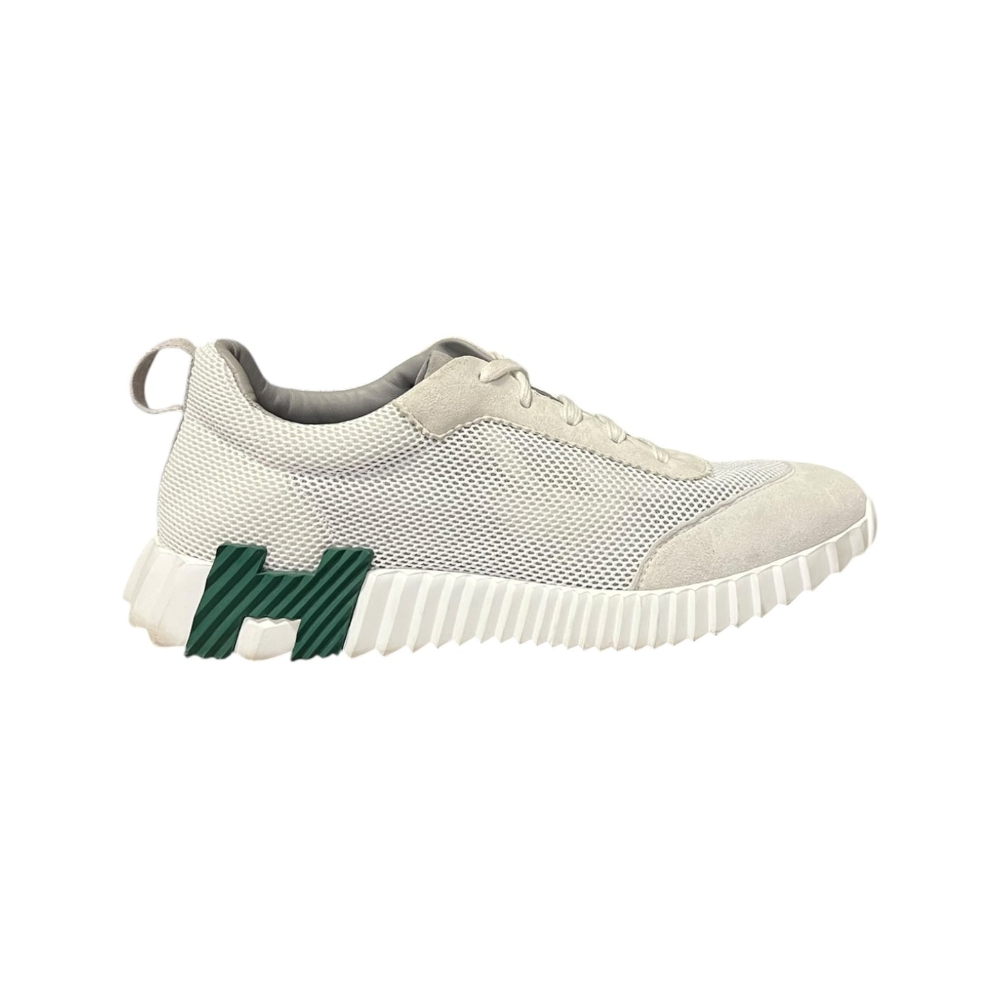 HERMES Bouncing Sneakers  in White & Green| 43