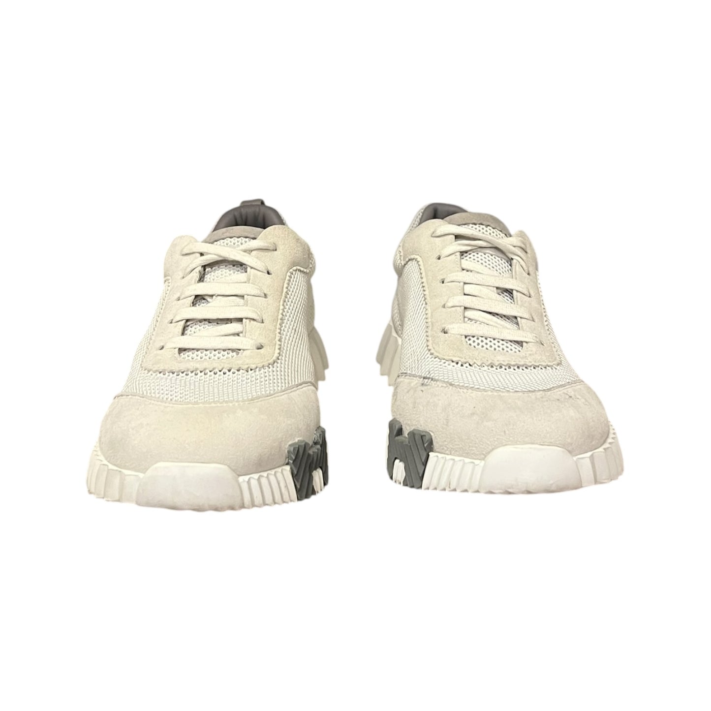 HERMES Bouncing Sneakers  in White & Green| 43