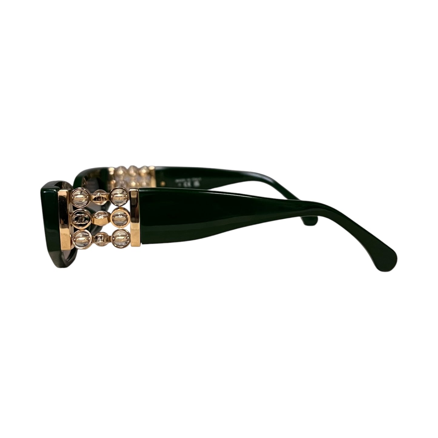 CHANEL CC Glass Pearl Sunglasses in Green