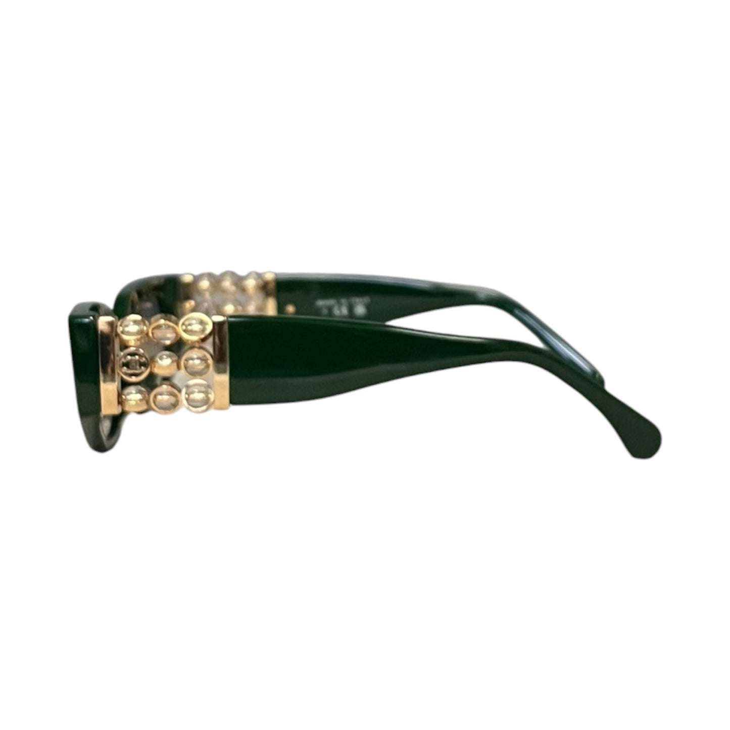 CHANEL CC Glass Pearl Sunglasses in Green