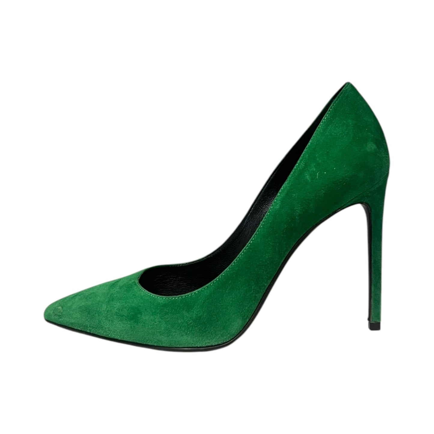 SAINT LAURENT Paris Suede Pumps in Green | 37.5