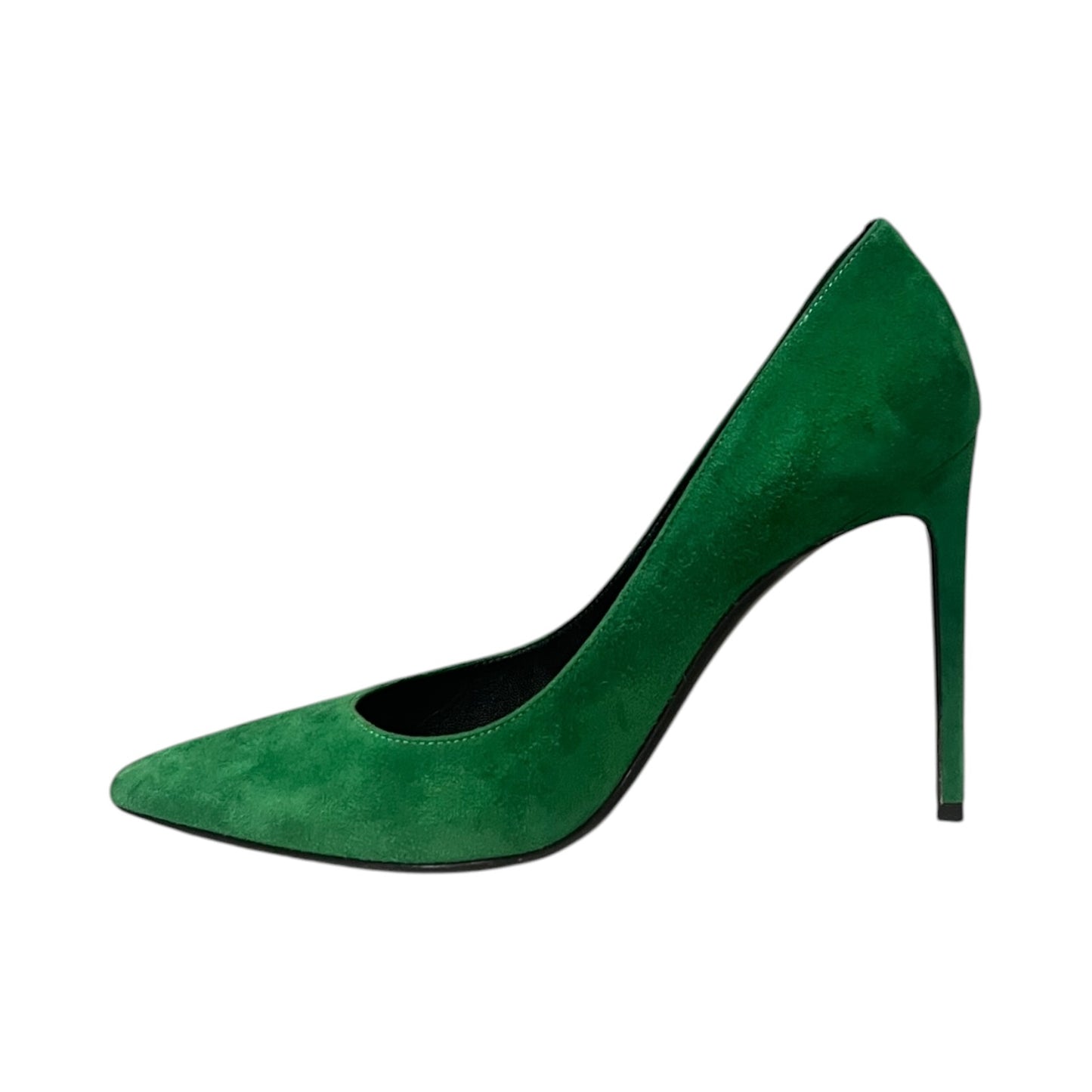 SAINT LAURENT Paris Suede Pumps in Green | 37.5